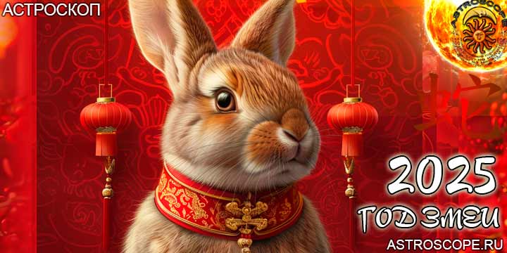 китайский гороскоп на год змеи 2025 для Кролика