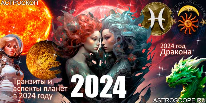 Рыбы гороскоп 2024, главные астрологические аспекты 2024 года