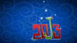 Новогодние обои 2013 с изображением Змеи и 2013 года на синем фоне