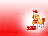 Новогодние обои 2014 для рабочего стола с Лошадью на темном фоне