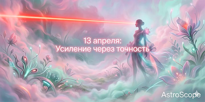 Понедельник, 13 апреля · 24-й день сезона Овна · Энергия дня: Усиление через точность, фокус и отсечение лишнего