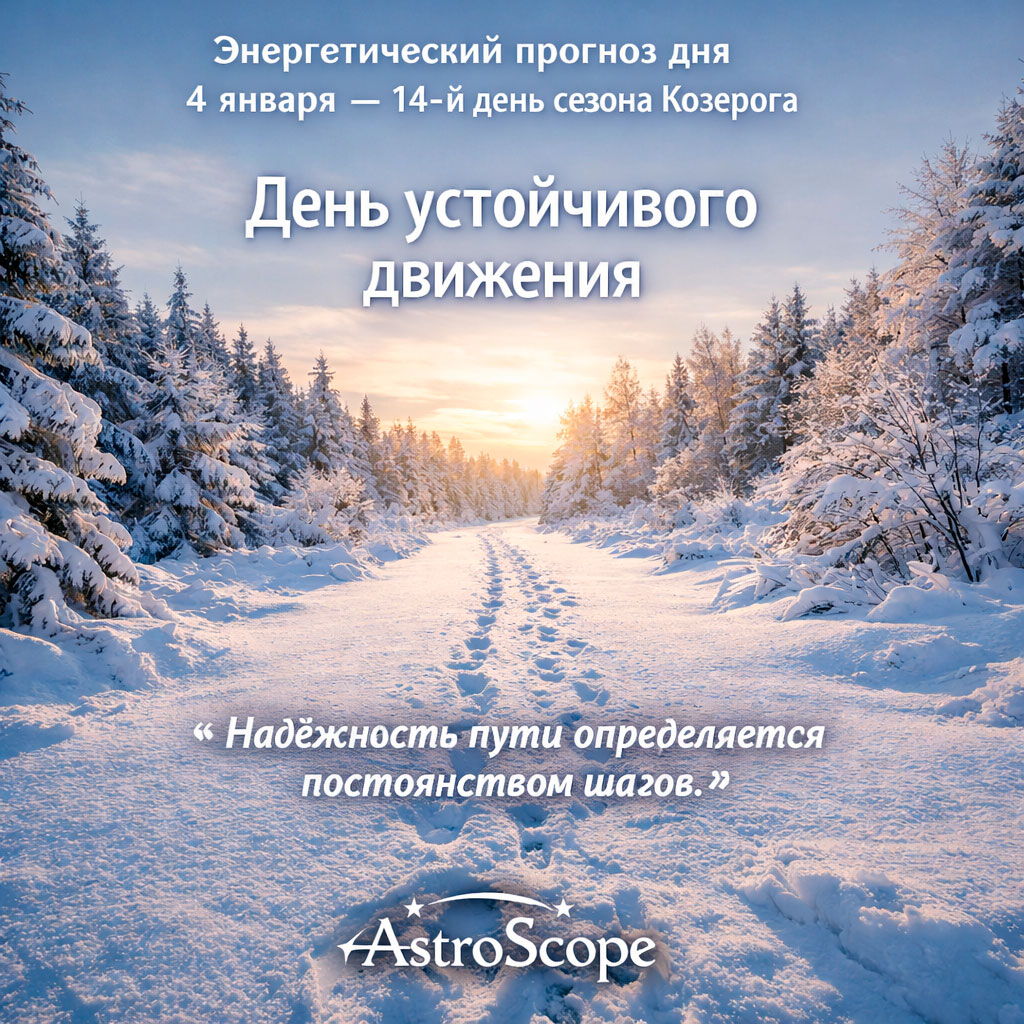 4 января · 14-й день сезона Козерога · День устойчивого движения