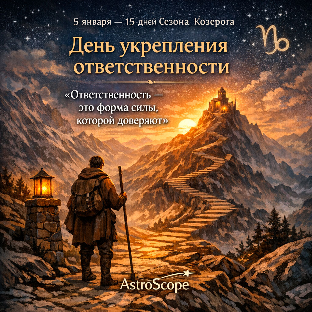 5 января — 15-й день сезона Козерога — День укрепления ответственности