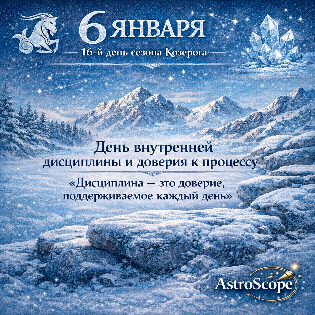 6 января — 16-й день сезона Козерога — День внутренней дисциплины и доверия к процессу