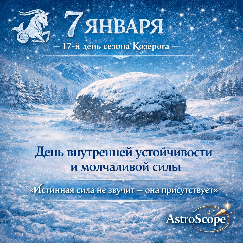 7 января — 17-й день сезона Козерога — День внутренней устойчивости и молчаливой силы