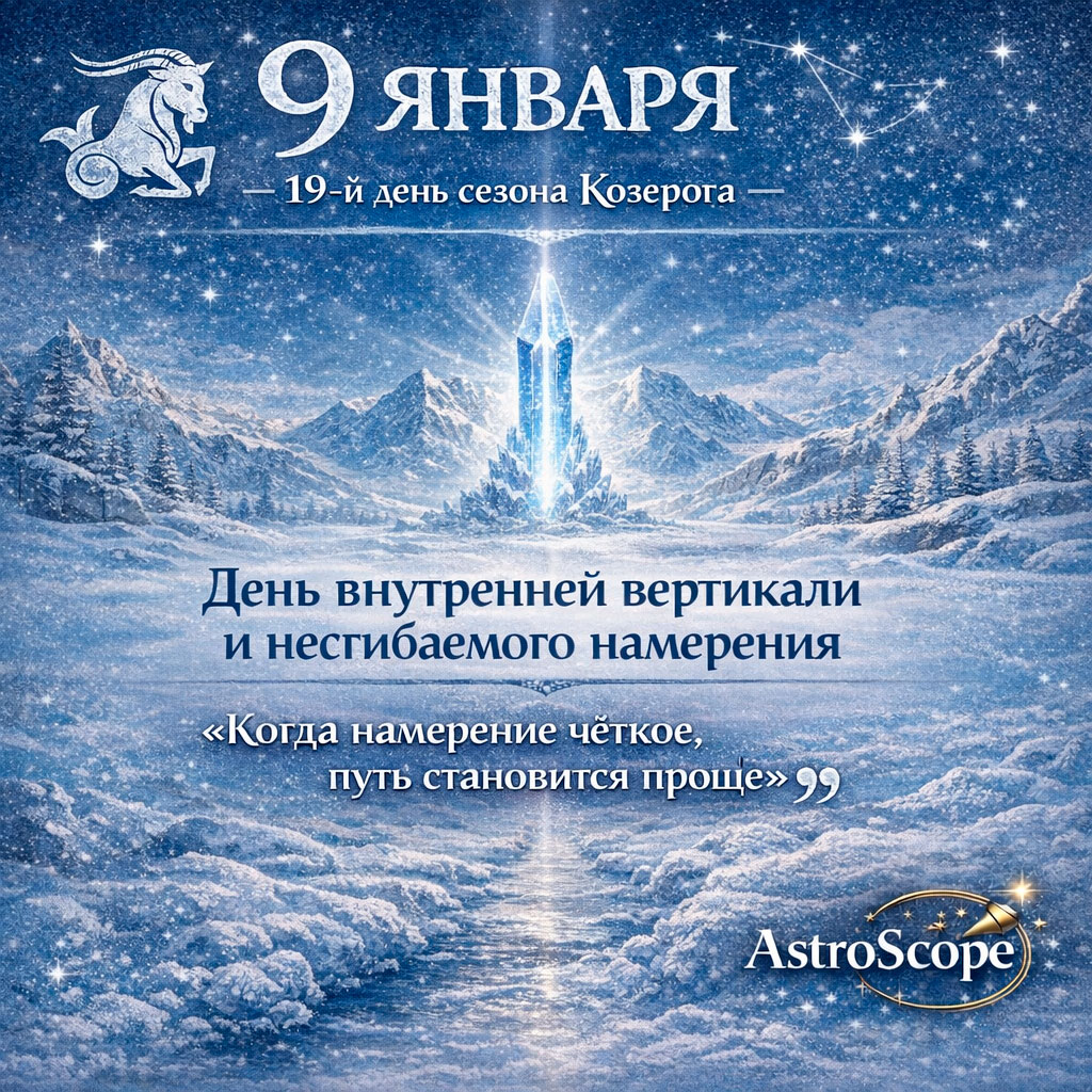 9 января · 19-й день сезона Козерога · День внутреннего стержня и несгибаемого намерения