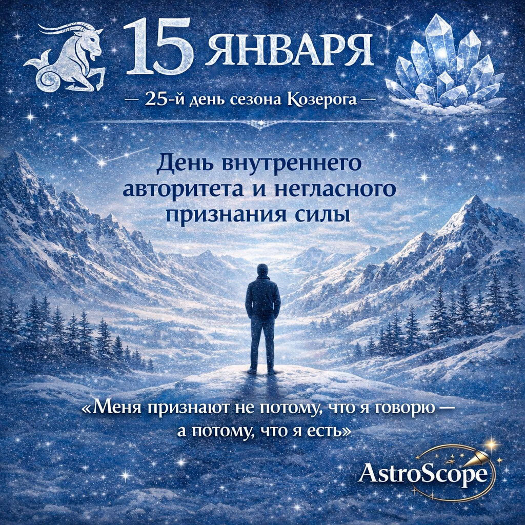 15 января — 25-й день сезона Козерога — День внутреннего авторитета и признания силы