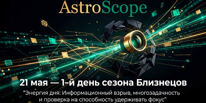 21 мая, четверг · 1-й день сезона Близнецов · ⚡ Энергия дня