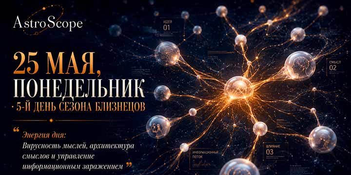 25 мая, понедельник · 5-й день сезона Близнецов · ⚡ Энергия дня