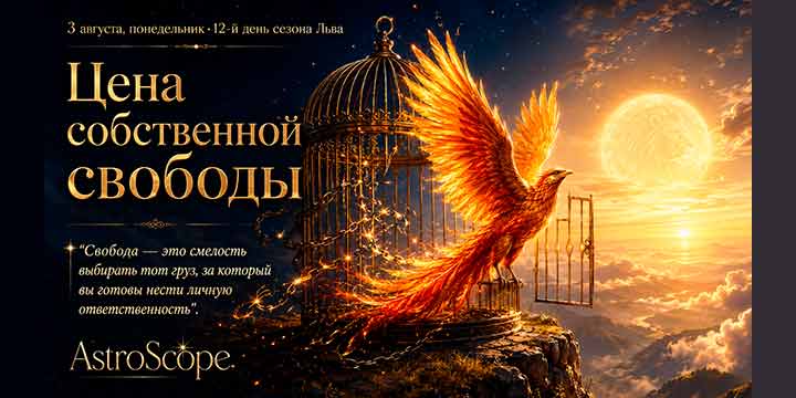 3 августа, понедельник · 12-й день сезона Льва · ☀️ Энергия дня: Цена собственной свободы