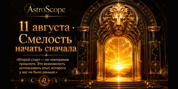 11 августа, вторник · 20-й день сезона Льва · ☀️ Энергия дня: Смелость начать сначала