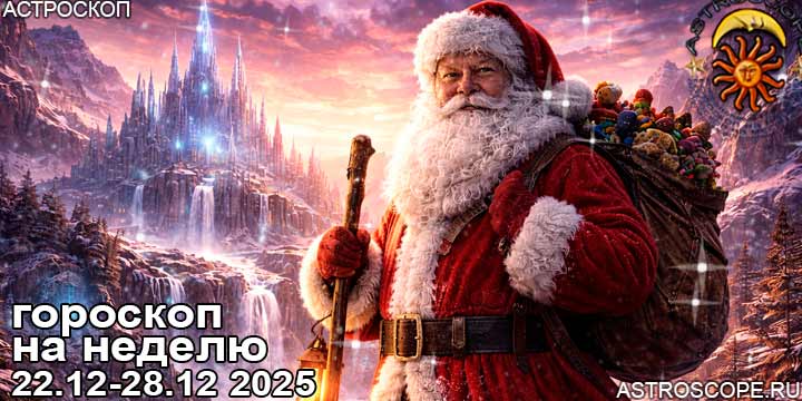 Гороскоп аспекты недели 22 декабря — 28 декабря 2025