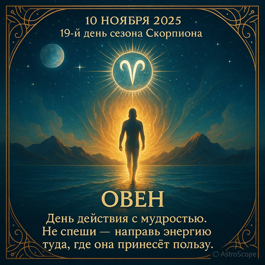 Овен 10 ноября 2025 — день действия с мудростью