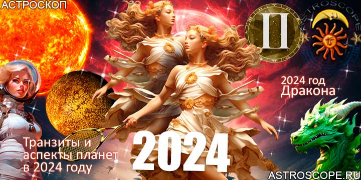 Близнецы гороскоп 2024, главные астрологические аспекты 2024 года
