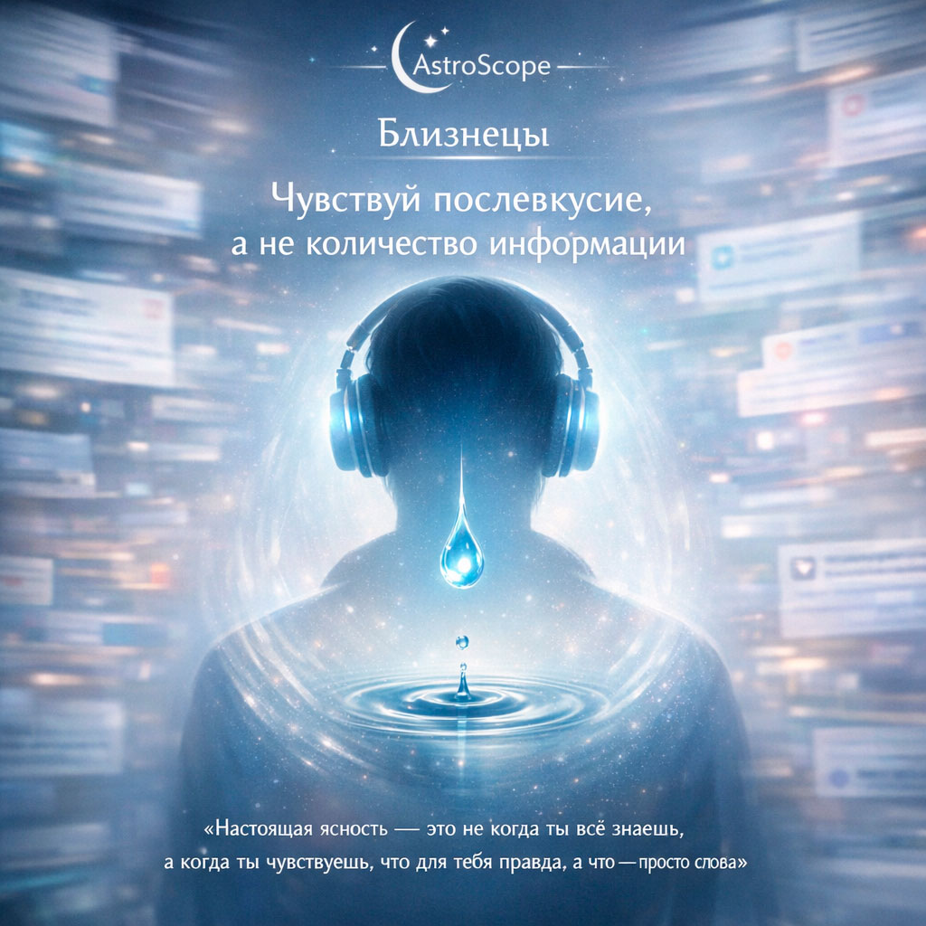 Прогноз для Близнецов на 22 февраля: Чувствуй послевкусие, а не количество информации