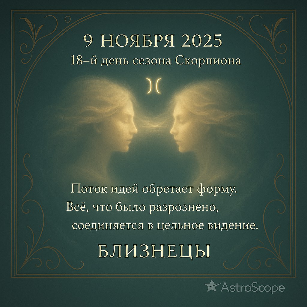 Близнецы 9 ноября 2025 — день ясности и соединения смыслов
