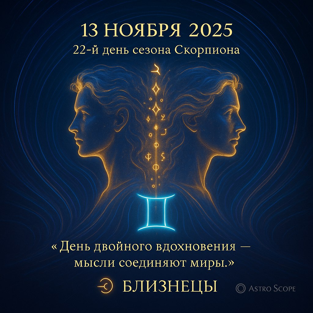 Близнецы 13 ноября 2025 — день ясности мыслей и вдохновения