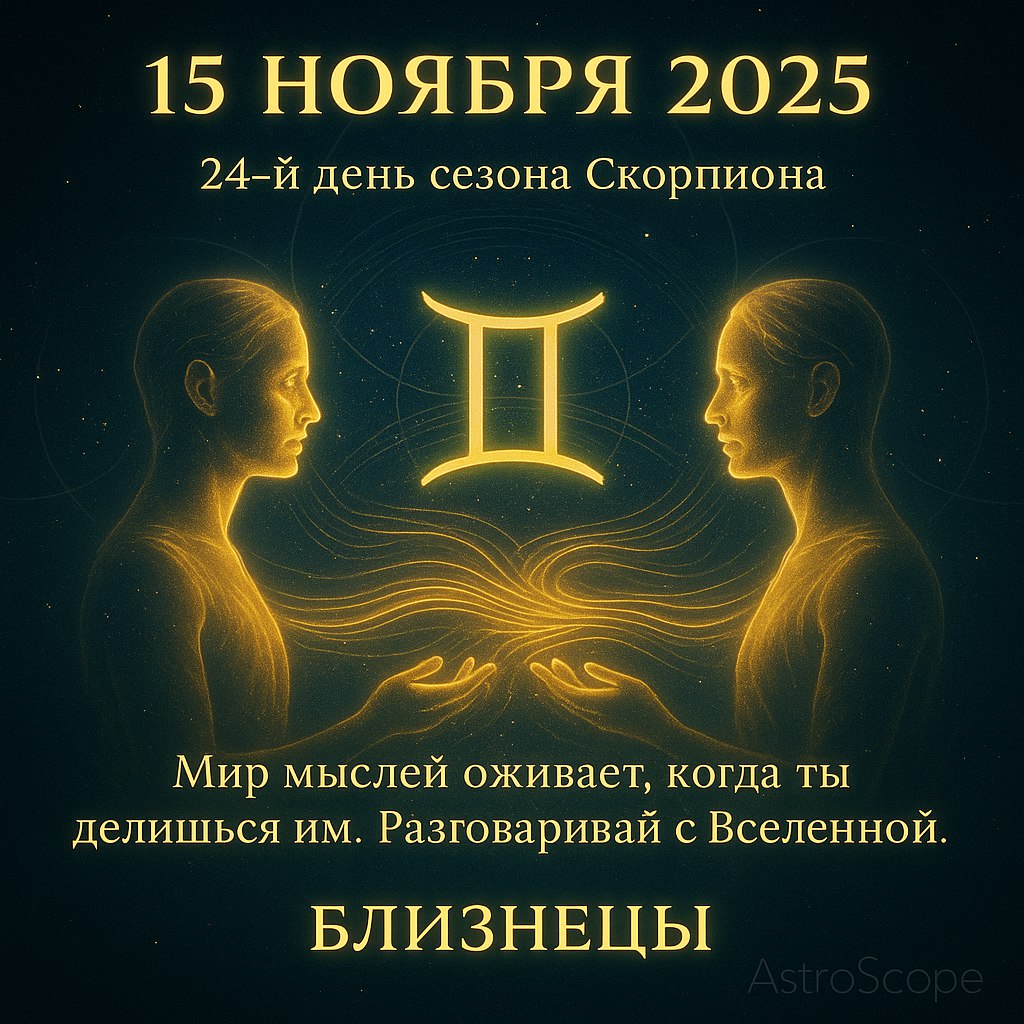 Близнецы 15 ноября 2025 — день вдохновения и живого обмена идеями