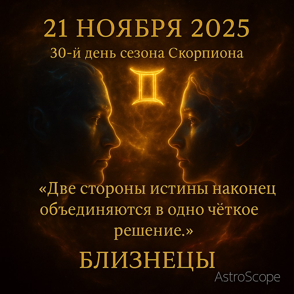 ♊ Близнецы 21 ноября 2025 — время обрести внутреннюю ясность