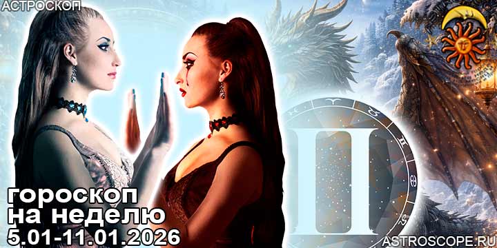 Близнецы и ваш гороскоп на неделю по аспектам периода с 5 января по 11 января 2026