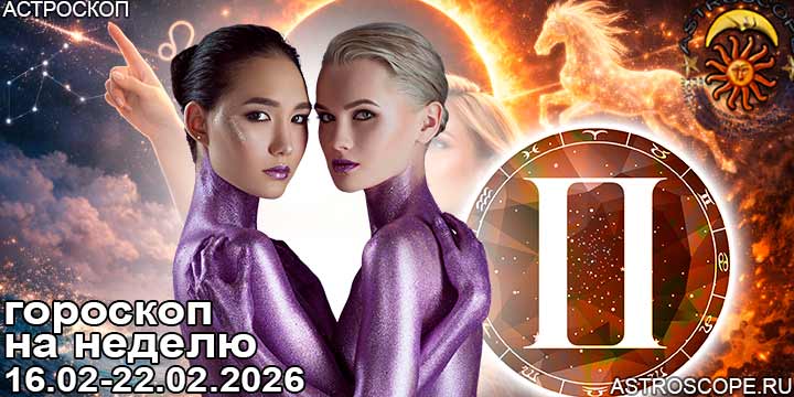 Близнецы и ваш гороскоп на неделю по аспектам периода с 16 февраля по 22 февраля 2026