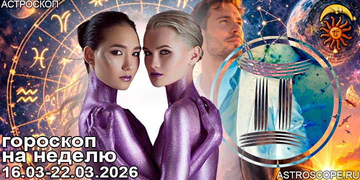 Близнецы и ваш гороскоп на неделю по аспектам периода с 16 марта по 22 марта 2026