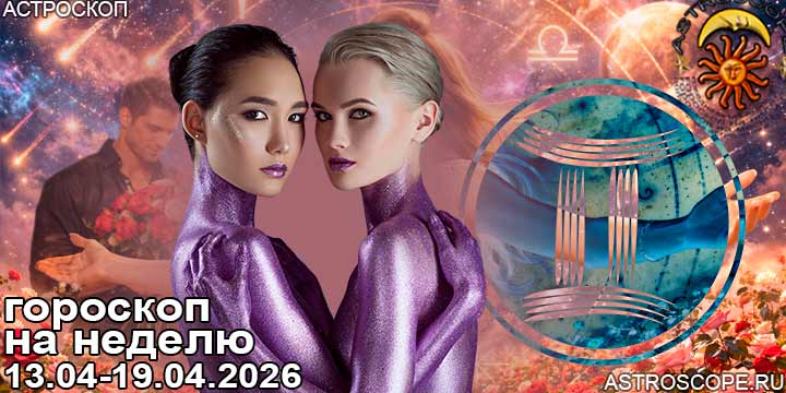 Близнецы и ваш гороскоп на неделю по аспектам периода с 13 апреля по 19 апреля 2026