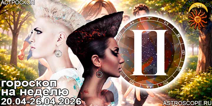 Близнецы и ваш гороскоп на неделю по аспектам периода с 20 апреля по 26 апреля 2026