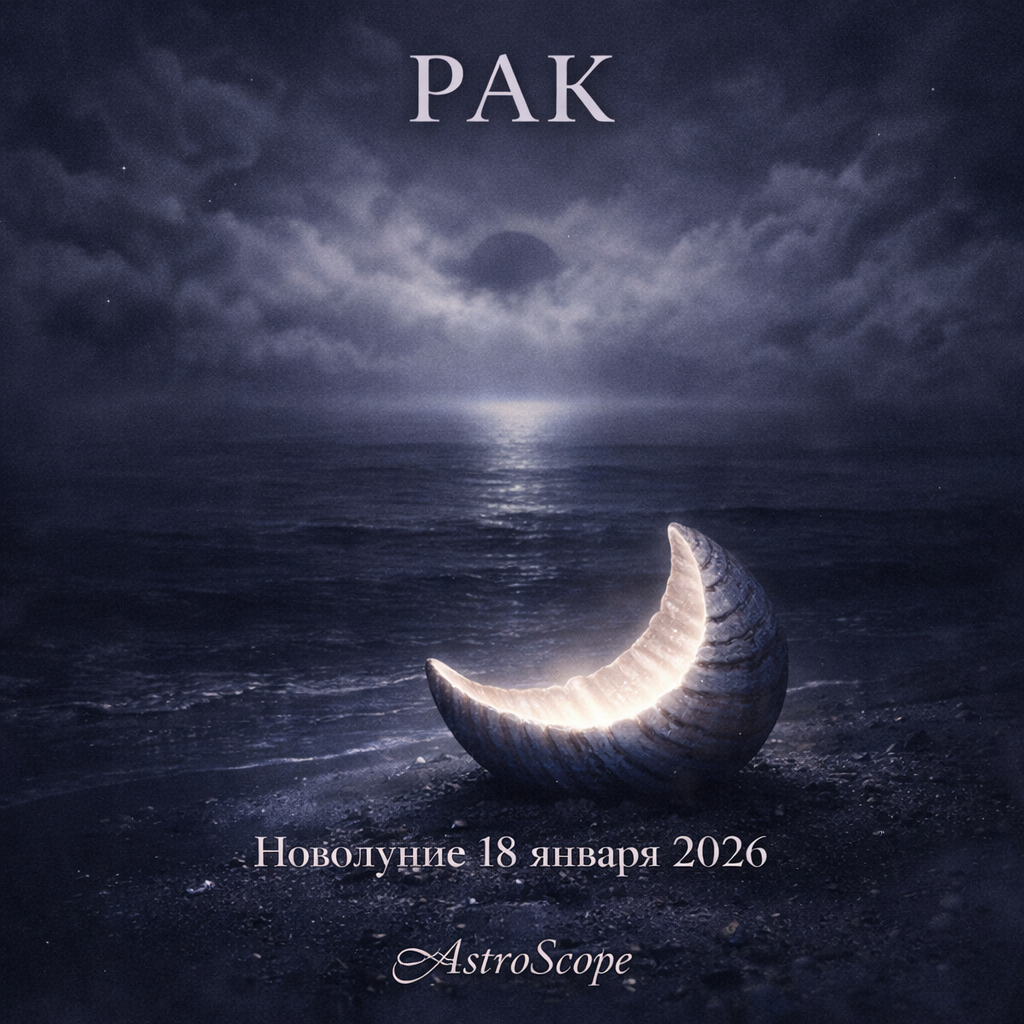 Рак — Новолуние 18 января 2026, лунный океан и тишина AstroScope