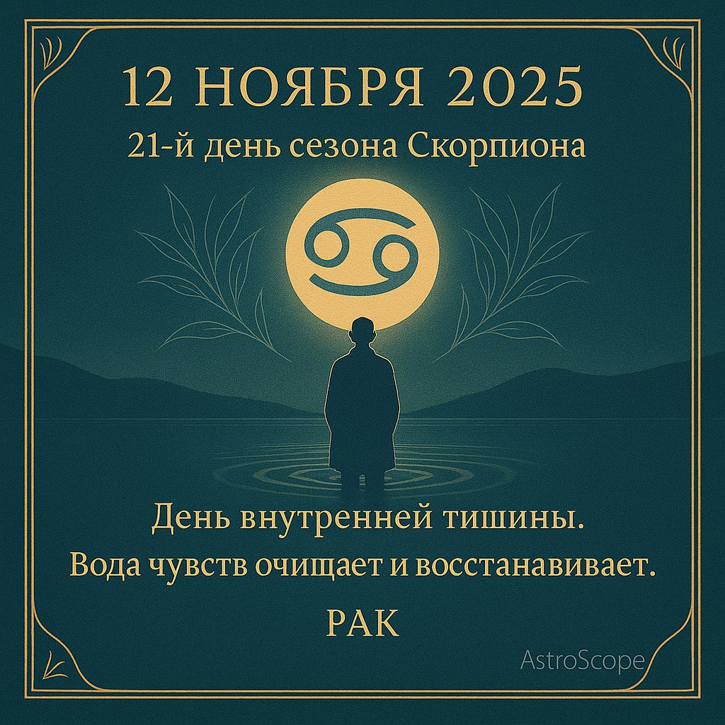 Рак 12 ноября 2025 — день ясных чувств и эмоционального обновления