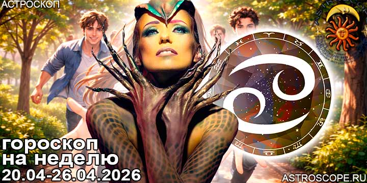 Рак и ваш гороскоп на неделю по аспектам периода с 20 апреля по 26 апреля 2026