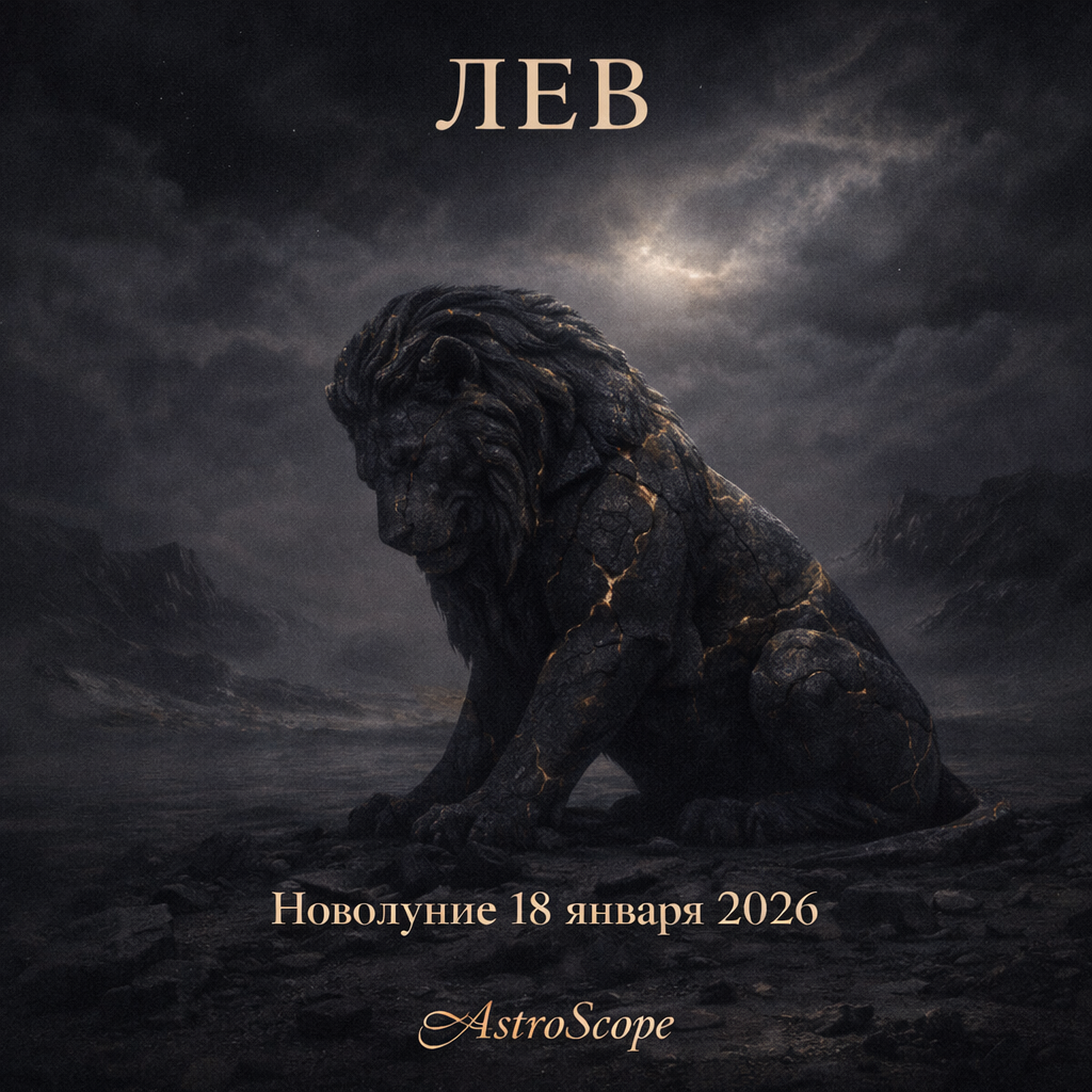 Лев — Новолуние 18 января 2026, тёмная королевская астрология AstroScope