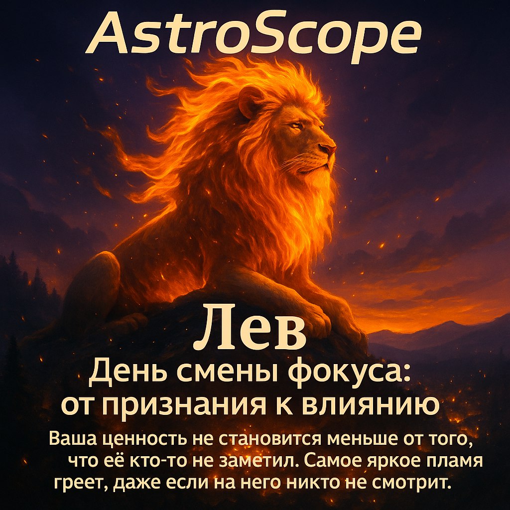 Золотой лев, чей внутренний свет зажигает огни в долине у подножия горы — AstroScope