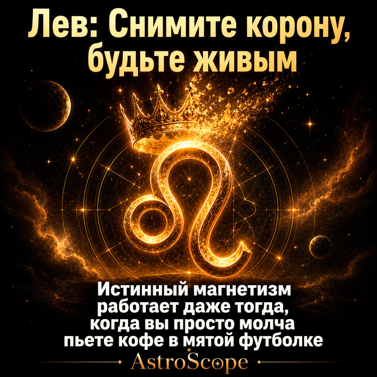 ♌ Лев, энергия 6 августа: Снимите корону, будьте живым