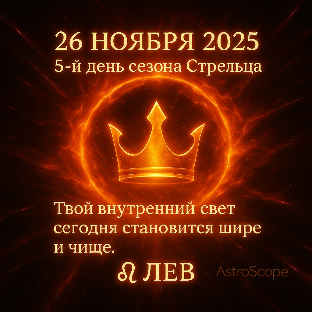 ♌ Лев 26 ноября 2025 — день внутреннего сияния и уверенности