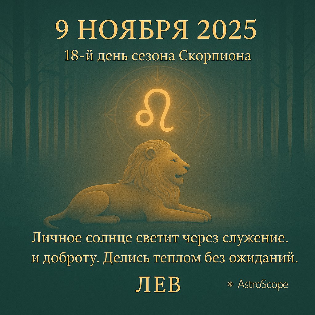 Лев 9 ноября 2025 — личное солнце светит добротой