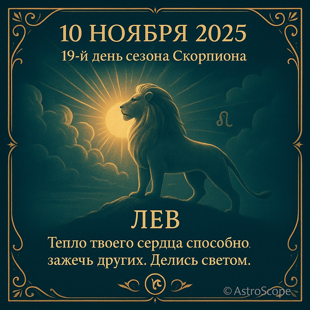 Лев 10 ноября 2025 — день согревающей щедрости