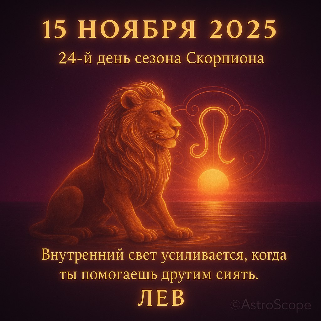 Лев 15 ноября 2025 — время сиять изнутри