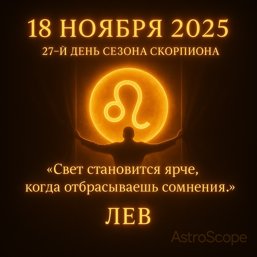 Лев 18 ноября 2025 — Время сиять без сомнений