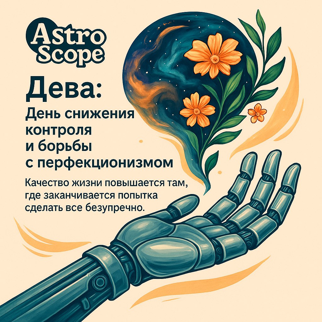 Раскрытая металлическая рука, из которой вылетает живая сфера природы — AstroScope