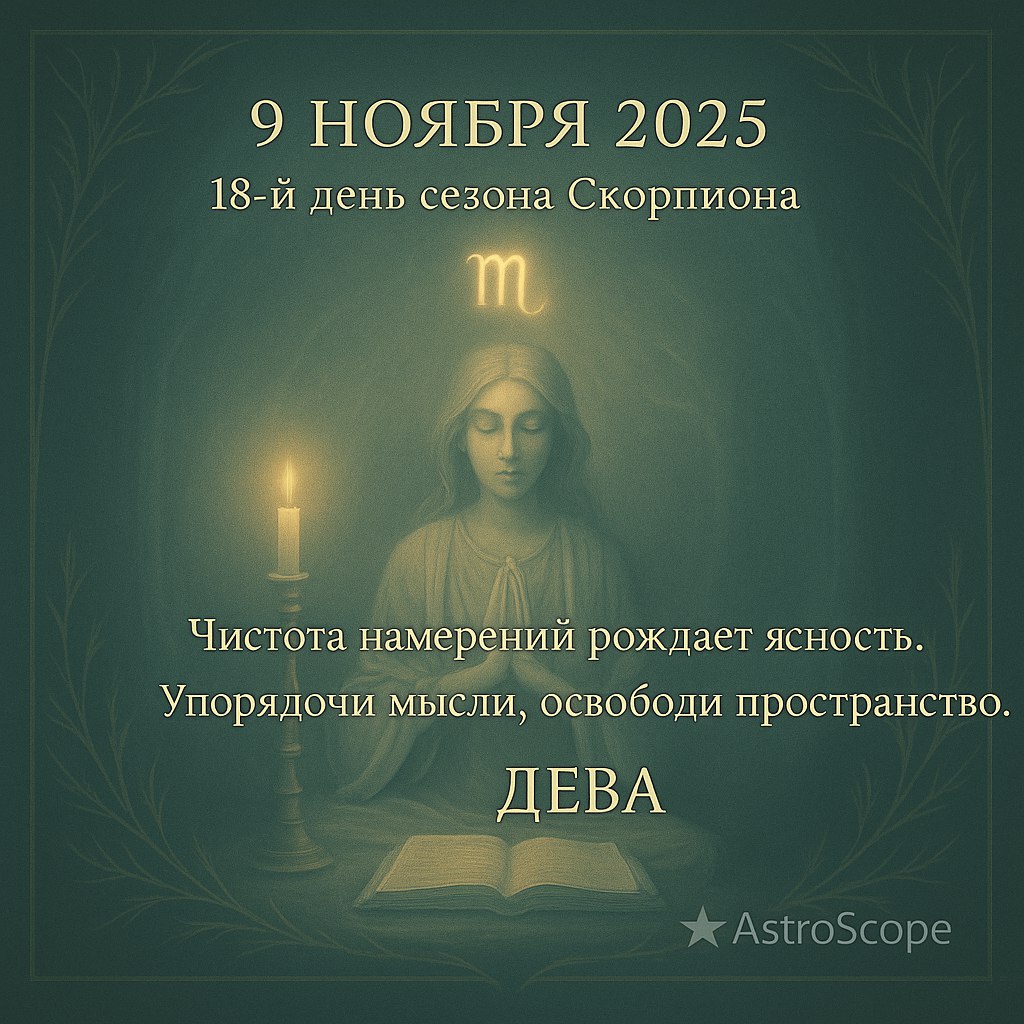 Энергия ясности и внутреннего порядка Девы 9 ноября 2025