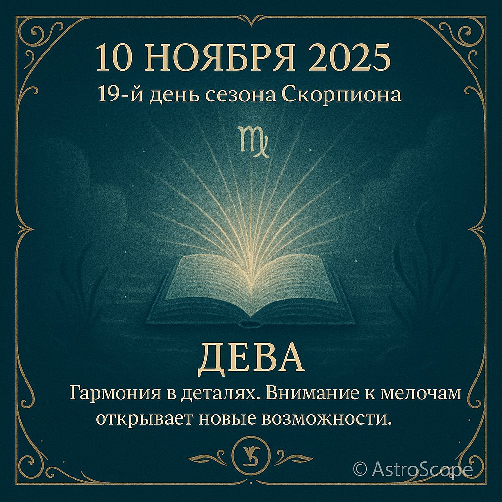 ♍ Дева 10 ноября 2025 — день внимательной гармонии