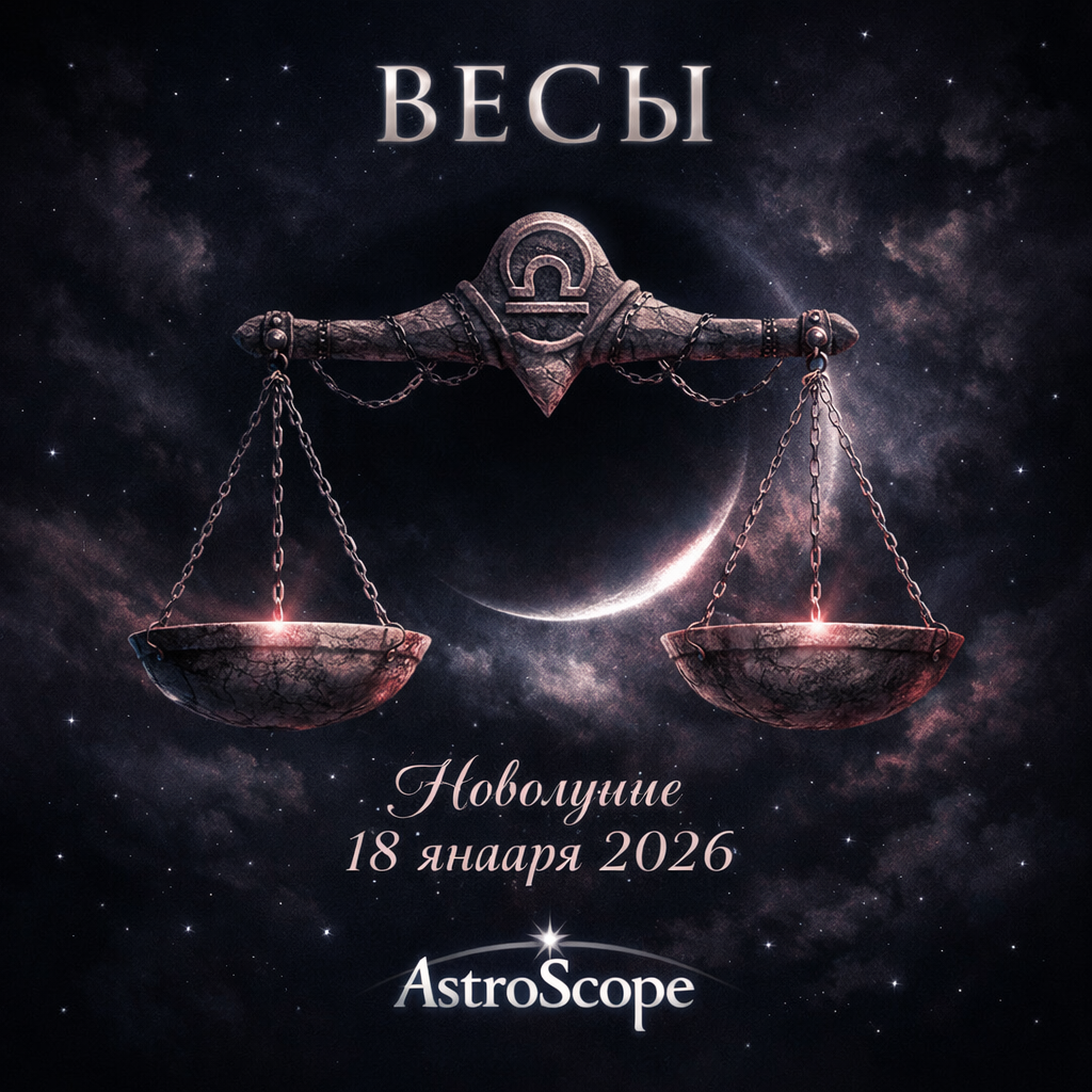 Весы — Новолуние 18 января 2026, символ баланса и ночной Луны AstroScope