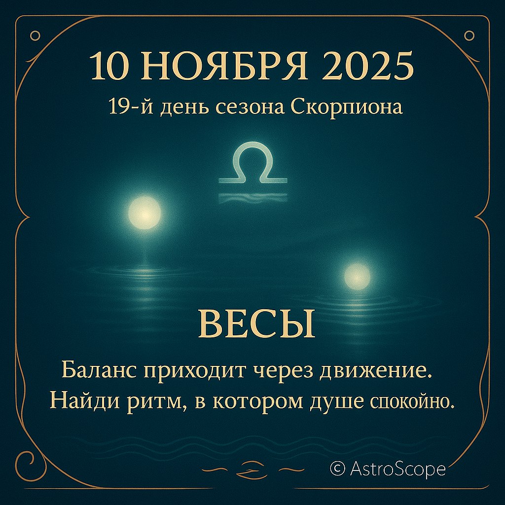 Весы 10 ноября 2025 — день поиска ритма