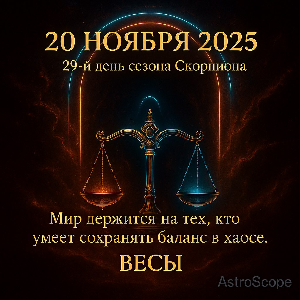 Весы 20 ноября 2025 — гармония среди перемен