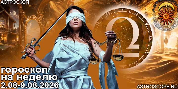 Весы и ваш гороскоп на неделю по аспектам периода с 3 августа по 9 августа 2026