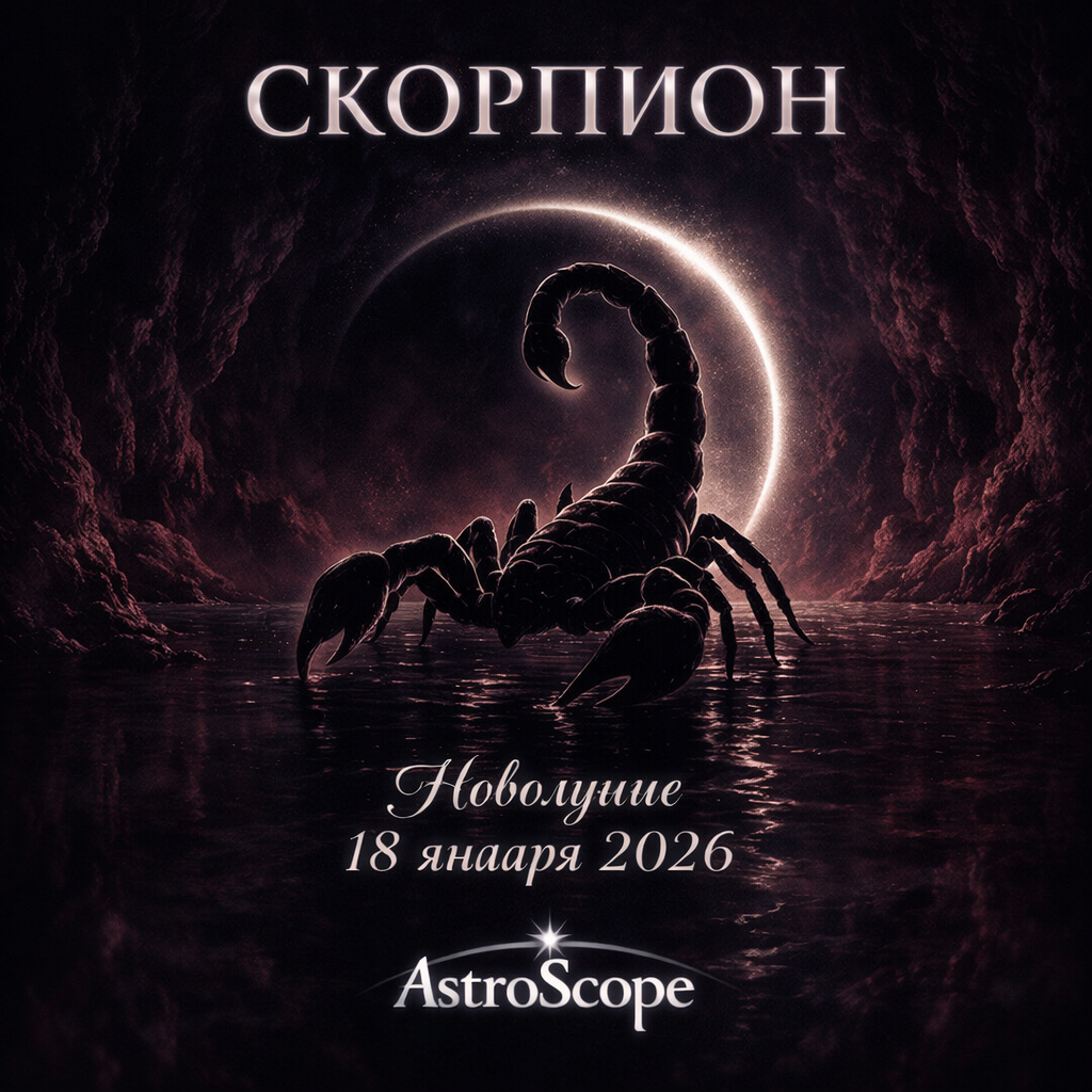 Скорпион — Новолуние 18 января 2026, тёмная трансформационная астрология AstroScope
