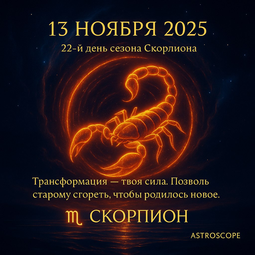 Скорпион 13 ноября 2025 — день внутреннего огня и перерождения