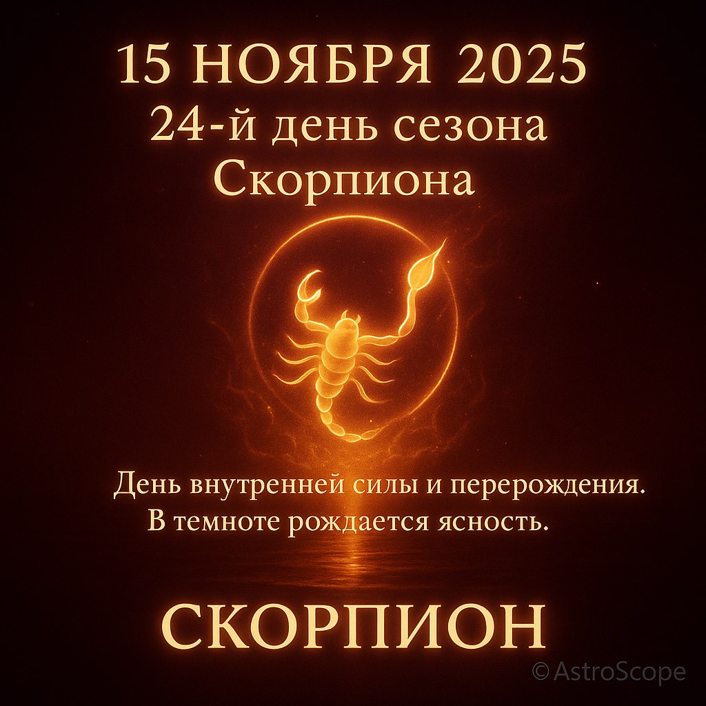 Скорпион 15 ноября 2025 — возродись из глубины