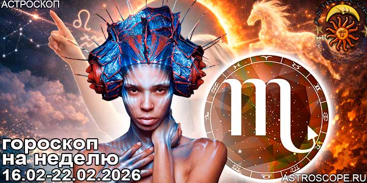 Скорпион и ваш гороскоп на неделю по аспектам периода с 16 февраля по 22 февраля 2026